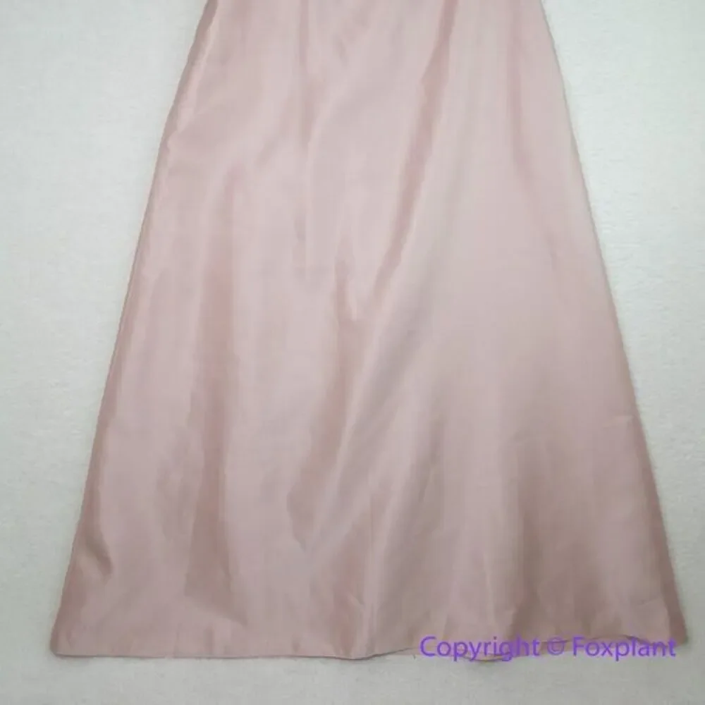 New! Alfred Sung Draped One-Shoulder Satin Maxi Dress in Toasted Sugar, size 14R - Picture 4 of 15